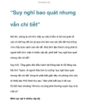 Cách “Suy nghĩ bao quát nhưng vẫn chi tiết”