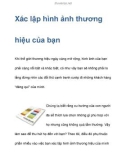 Xác lập hình ảnh thương hiệu của bạn như thế nào?