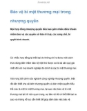 Bảo vệ bí mật thương mại trong nhượng quyền