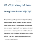 PR - Vị trí không thể thiếu trong kinh doanh hiện đại