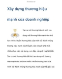 Xây dựng thương hiệu mạnh của doanh nghiệp