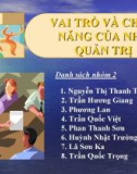 Bài thuyết trình quản trị Vai trò và chức năng của nhà của nhà quản trị