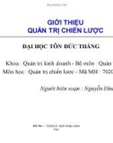 Bài giảng Quản trị chiến lược: Giới thiệu môn học - Nguyễn Đình Hòa