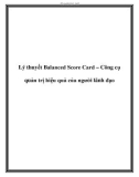 Lý thuyết Balanced Score Card – Công cụ quản trị hiệu quả của người lãnh đạo