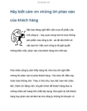 Hãy biết cảm ơn lời phàn nàn của khách hàng