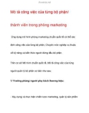 Mô tả công việc của từng bộ phận/ thành viên trong phòng marketing