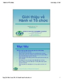 Bài giảng hành vi tổ chức - Bài 1 Giới thiệu về hành vi tổ chức