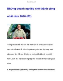 Những doanh nghiệp nhỏ thành công nhất năm 2010 (P2)