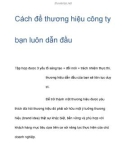 Cách để thương hiệu công ty bạn luôn dẫn đầu trên thị trường