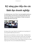 Kỹ năng giao tiếp cho các lãnh đạo doanh nghiệp