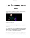 3 Sai lầm của mọi doanh nhân