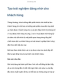 Tạo trải nghiệm đáng nhớ cho khách hàng