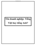 Tên doanh nghiệp: Tiếng Việt hay tiếng Anh?