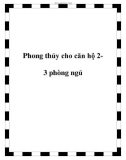 Phong thủy cho căn hộ 23 phòng ngủ