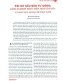 Tái cơ cấu đầu tư công: Kinh nghiệm và thực tiễn một số nước và khuyến nghị với Việt Nam