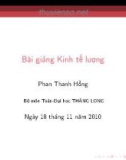 Bài giảng Kinh tế lượng: Bài 1 - Phan Thanh Hồng (ĐH Thăng Long)