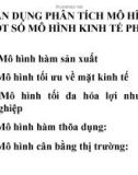 Vận dụng phân tích mô hình vào một số mô hình kinh tế phổ biến