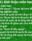 Bài giảng Quan hệ kinh tế quốc tế - Chương 0: Giới thiệu môn học